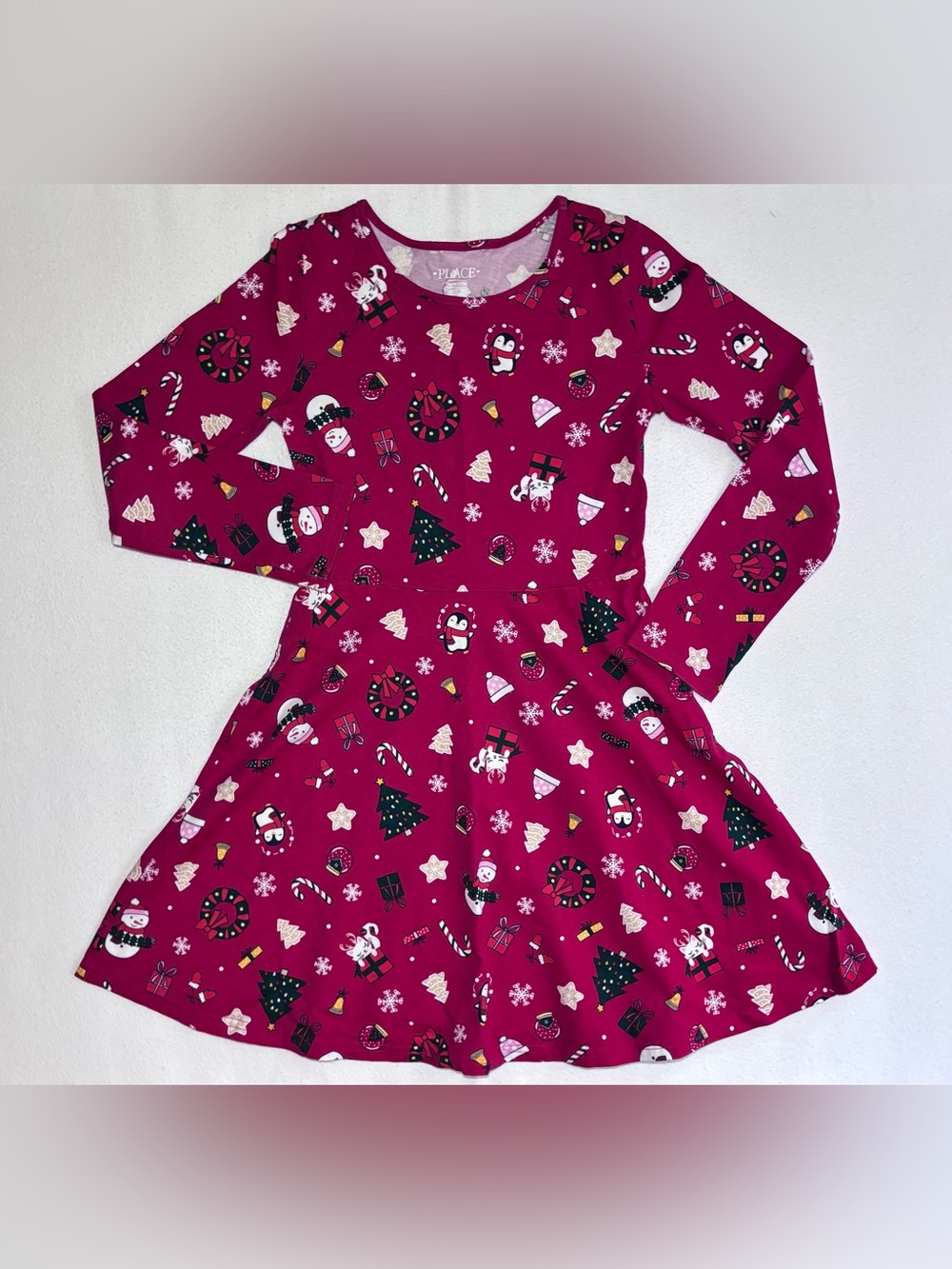 The Children’s Place Girls Christmas Skater Dress Size 7/8        HOL